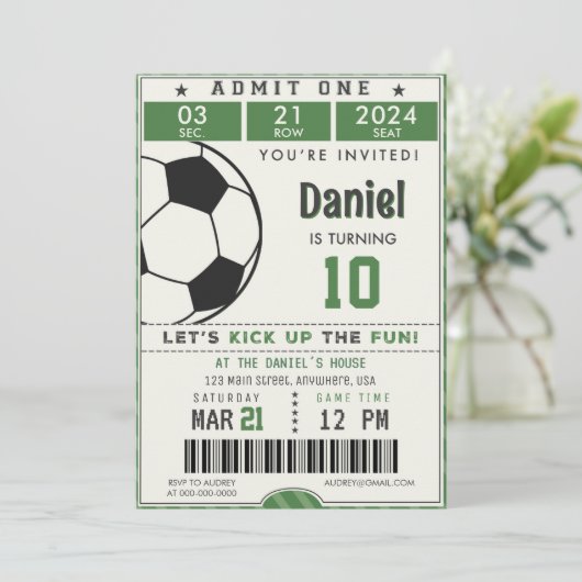 Voetbal Verjaardag uitnodiging Sport Verjaardag (Staand voorkant)