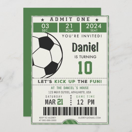 Voetbal Verjaardag uitnodiging Sport Verjaardag (Voorkant / Achterkant)