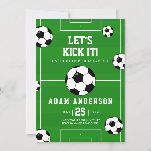 Voetbal Verjaardag Uitnodiging Voetbal Uitnodiging (Voorkant)