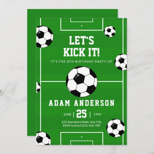 Voetbal Verjaardag Uitnodiging Voetbal Uitnodiging (Voorkant / Achterkant)