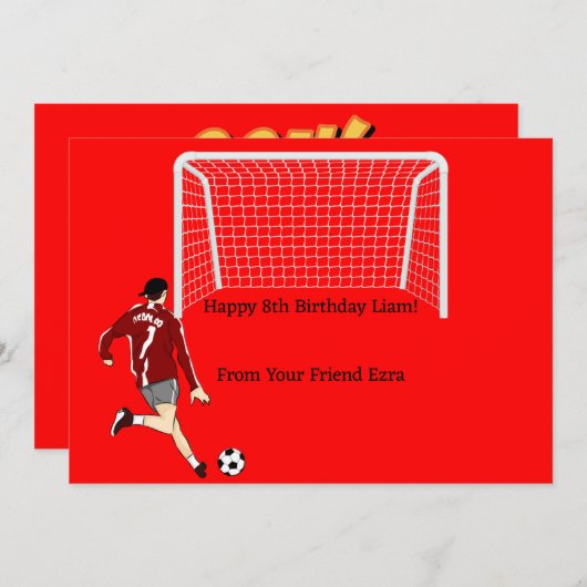 VOETBAL VERJAARDAG UITNODIGING VOOR JONGENS (Voorkant / Achterkant)