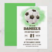 Voetbal Verjaardag Uitnodiging Waterverf Unisex (Voorkant / Achterkant)