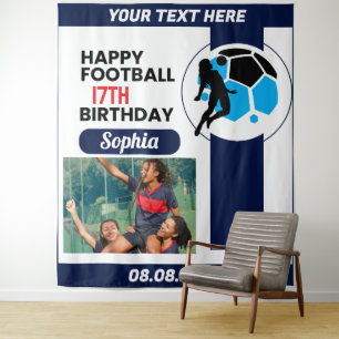 Voetbal verjaardag, Voetbal meisje speler achtergr Wandkleed