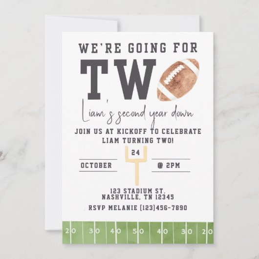 Voetbal verjaardag, voetbal uitnodiging tweede ver (Voorkant)