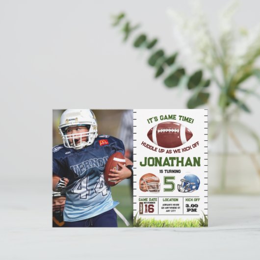 Voetbal verjaardagsboy briefkaart (Staand voorkant)