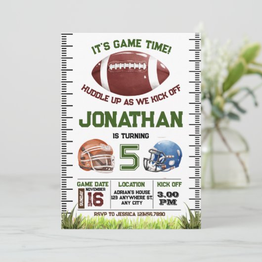 Voetbal verjaardagsboy kaart (Staand voorkant)