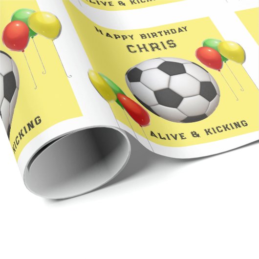 Voetbal verjaardagscadeau cadeaupapier (Rol Hoek)