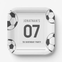 Voetbal Verjaardagsfeest Nummer Zeven Papieren Bordje