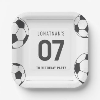 Voetbal Verjaardagsfeest Nummer Zeven Papieren Bordje
