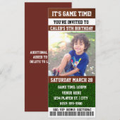 VOETBAL Verjaardagsfeest TICKET FOTO Uitnodiging (Voorkant / Achterkant)