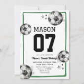 Voetbal verjaardagsfeest uitnodiging (Voorkant)