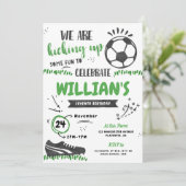 Voetbal Verjaardagsfeest Uitnodiging Sport Digitaa (Staand voorkant)