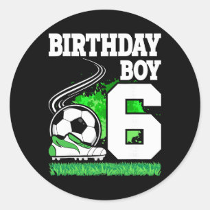 Voetbal verjaardagsfeestje - 6 jaar oude jongen -  ronde sticker