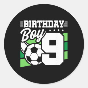 Voetbal verjaardagsfeestje - 9 jaar oude jongen - ronde sticker