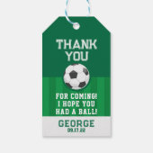 Voetbal verjaardagsfeestje dank je wel cadeaulabel (Achterkant)