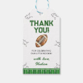 Voetbal verjaardagsfeestje eerste jaar down cadeaulabel (Voorkant)