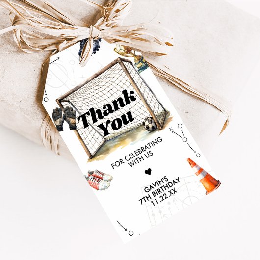 Voetbal verjaardagsfeestje favoriet tags cadeaulabel