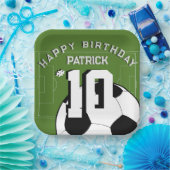 Voetbal verjaardagsfeestje gepersonaliseerde banne papieren bordje (Feest)