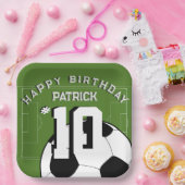 Voetbal verjaardagsfeestje gepersonaliseerde banne papieren bordje (Feest)