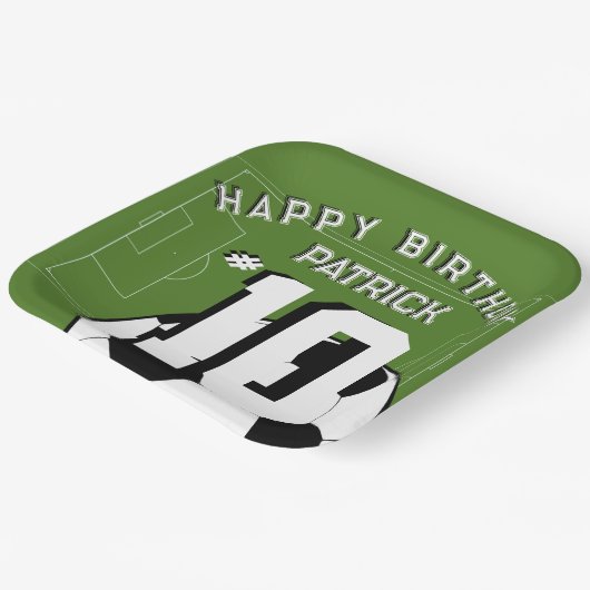 Voetbal verjaardagsfeestje gepersonaliseerde banne papieren bordje (Gebogen)