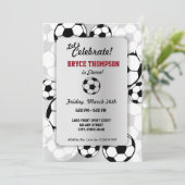 Voetbal verjaardagsfeestje kaart (Staand voorkant)