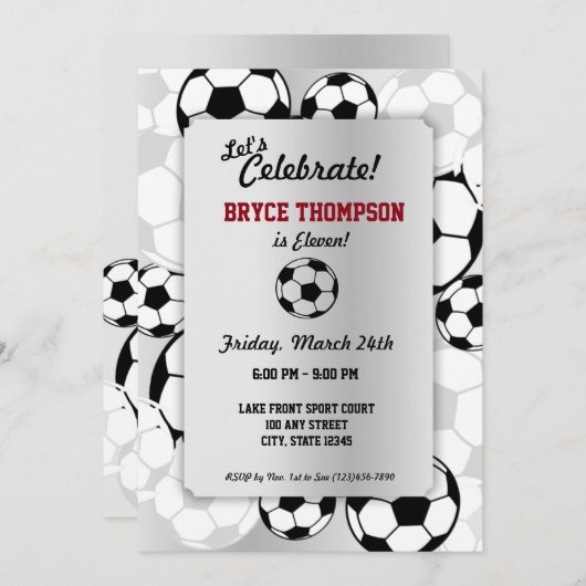 Voetbal verjaardagsfeestje kaart (Voorkant / Achterkant)