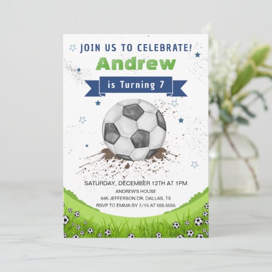 Voetbal Verjaardagsfeestje Kaart (Staand voorkant)