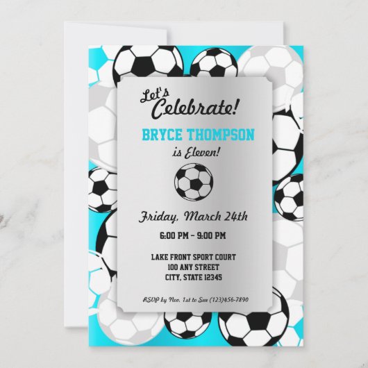 Voetbal verjaardagsfeestje kaart (Voorkant)