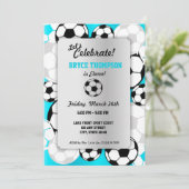 Voetbal verjaardagsfeestje kaart (Staand voorkant)