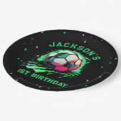 Voetbal verjaardagsfeestje papieren bordje (Gekanteld)
