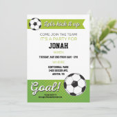 Voetbal Verjaardagsfeestje Uitnodigen 5x7- Jongen Kaart (Staand voorkant)