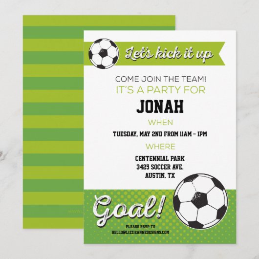 Voetbal Verjaardagsfeestje Uitnodigen 5x7- Jongen Kaart (Voorkant / Achterkant)