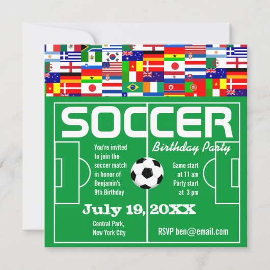Voetbal verjaardagsfeestje uitnodiging (Voorkant)
