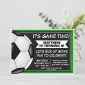 Voetbal verjaardagsfeestje uitnodiging Voetbalfans (Staand voorkant)