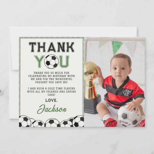 Voetbal Verjaardagsfoto Dank u kaart (Voorkant)