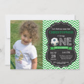 Voetbal verjaardagsuitnodiging 1e verjaardagsfeest kaart (Voorkant)