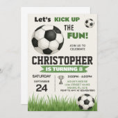 Voetbal verjaardagsuitnodiging kaart (Voorkant / Achterkant)