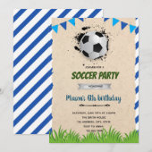 Voetbal verjaardagsuitnodiging kaart (Voorkant / Achterkant)