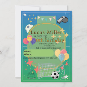 Voetbal verjaardagsuitnodiging Kinderfeestje Kaart