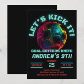Voetbal Verjaardagsuitnodiging Minimalistische Kaa Kaart (Voorkant / Achterkant)