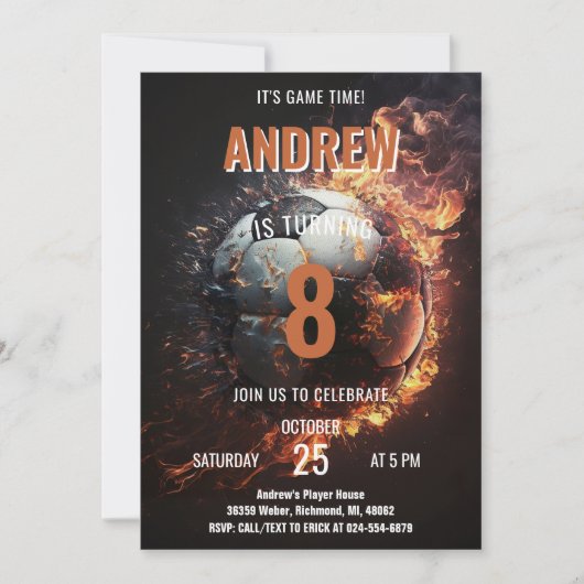 Voetbal Verjaardagsuitnodiging Minimalistische Kaa Kaart (Voorkant)