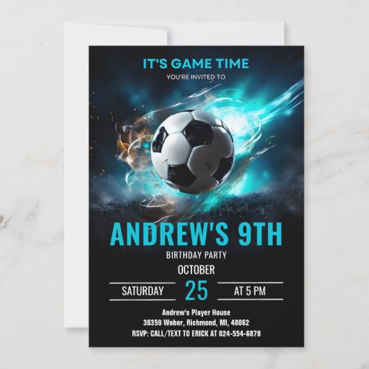 Voetbal Verjaardagsuitnodiging Minimalistische Kaa Kaart (Voorkant)