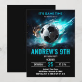 Voetbal Verjaardagsuitnodiging Minimalistische Kaa Kaart (Voorkant / Achterkant)