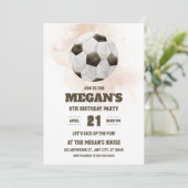 Voetbal Verjaardagsuitnodiging Rode Waterverf Unis Kaart (Staand voorkant)