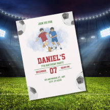 Voetbal verjaardagsuitnodiging template voor jonge