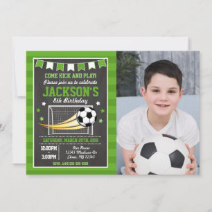 Voetbal verjaardagsuitnodiging voor jongens foto u kaart