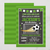 Voetbal verjaardagsuitnodiging voor jongens kaart (Voorkant / Achterkant)