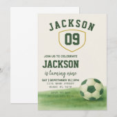 Voetbal verjaardagsuitnodiging voor kinderen kaart (Voorkant / Achterkant)