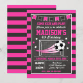 Voetbal verjaardagsuitnodiging voor meisjes kaart (Voorkant / Achterkant)