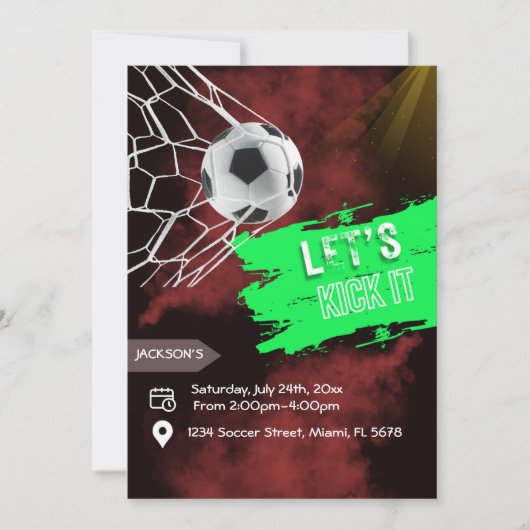 Voetbal verjaardagsuitnodigingen, Voetbal uitnodig Kaart (Voorkant)
